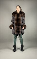 Парка для женщин с натуральным мехом песца, коричневый цена и информация | Женские куртки | kaup24.ee