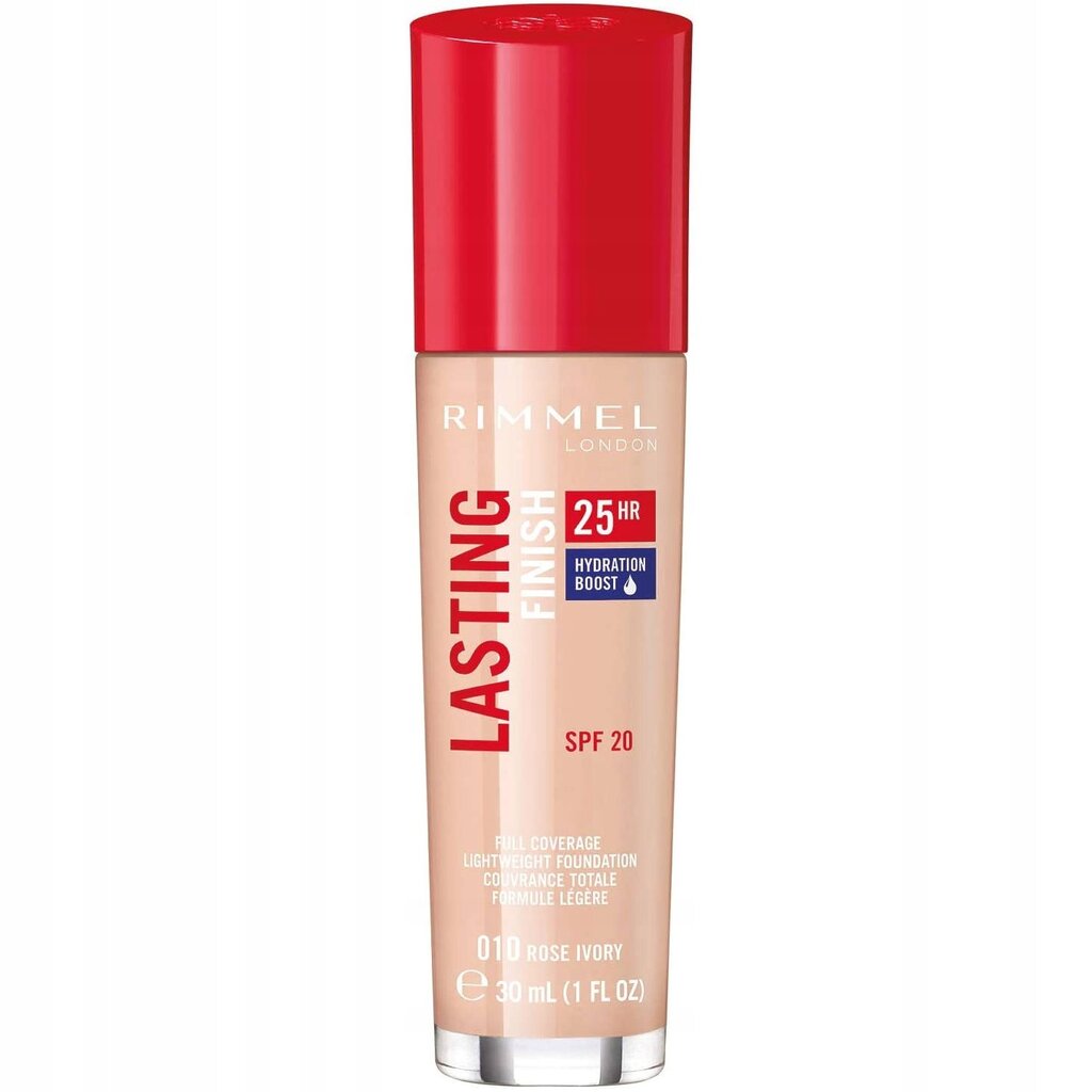 Rimmel London Lasting Finish 25hr SPF20 jumestuskreem 30 ml, 010 Light Porcelain цена и информация | Jumestuskreemid, puudrid | kaup24.ee