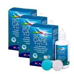 Kontaktläätsede hooldusvedelik Solocare Aqua 90ml, 3 tk hind ja info | Läätsevedelikud | kaup24.ee