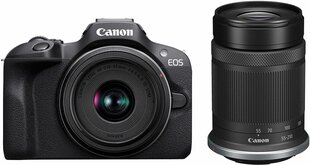 Canon EOS R100 + 18-45 + 55-210 мм, черный цена и информация | Цифровые фотоаппараты | kaup24.ee