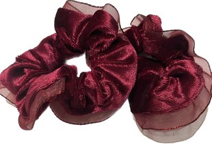 Velori juuste elastne Scrunchie bling 2 tk. - pitsiga, burgundiaga hind ja info | Juuste aksessuaarid | kaup24.ee