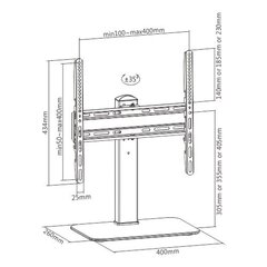 Techly 32-55" kuni 40 kg, pööratav ±35°, must hind ja info | Teleri seinakinnitused ja hoidjad | kaup24.ee