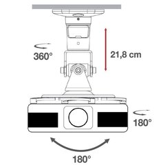 Lakke projektori kinnitus Techly 22cm 10kg must reguleeritav hind ja info | Projektorid | kaup24.ee