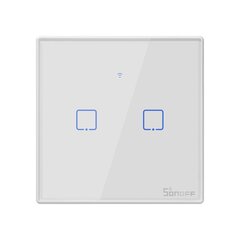 Умный коммутатор WiFi + RF 433 T2 EU TX (2-канальный) Sonoff цена и информация | Выключатели, розетки | kaup24.ee