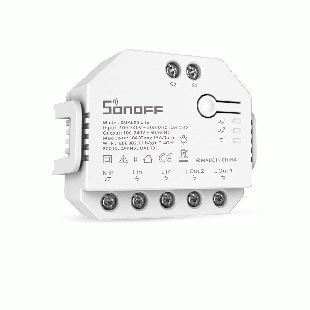 Nutikas Wi-Fi lüliti WiFi Dual R3 Lite Sonoff hind ja info | Lülitid ja pistikupesad | kaup24.ee