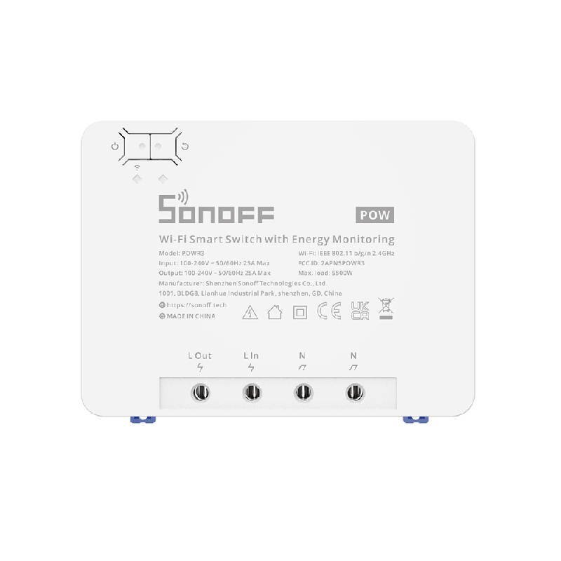 Nutikas WiFi-lüliti energiaseirega POWR3 (25A/5500W) Sonoff цена и информация | Lülitid ja pistikupesad | kaup24.ee