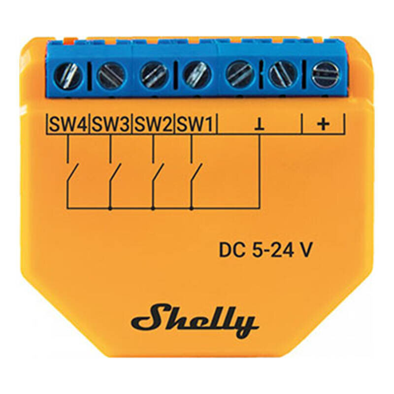 Wi-Fi Controller PLUS i4 DC, 4-digitaalset sisendit Shelly цена и информация | Valvesüsteemid, kontrollerid | kaup24.ee