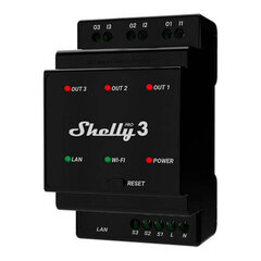 DIN Rail Smart Switch Pro 3 с сухими контактами, 3 канала Shelly цена и информация | Выключатели, розетки | kaup24.ee