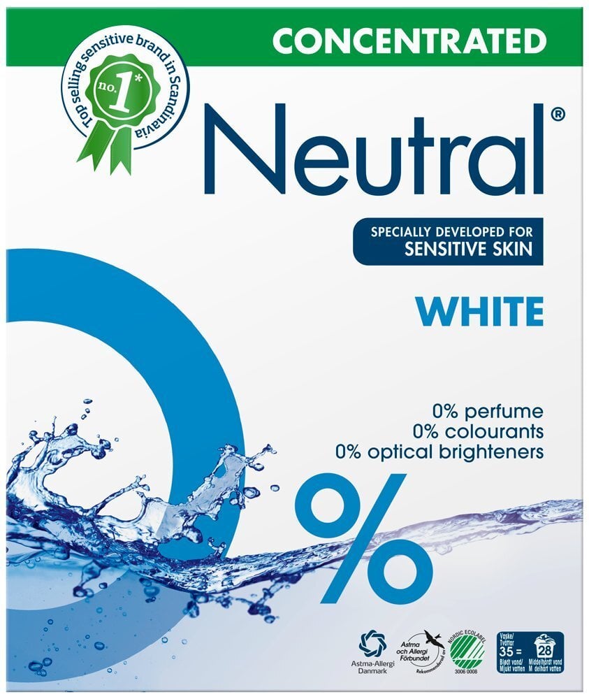 NEUTRAL pesupulber Main Wash, 28 w, 1, 3 kg цена и информация | Pesuvahendid | kaup24.ee