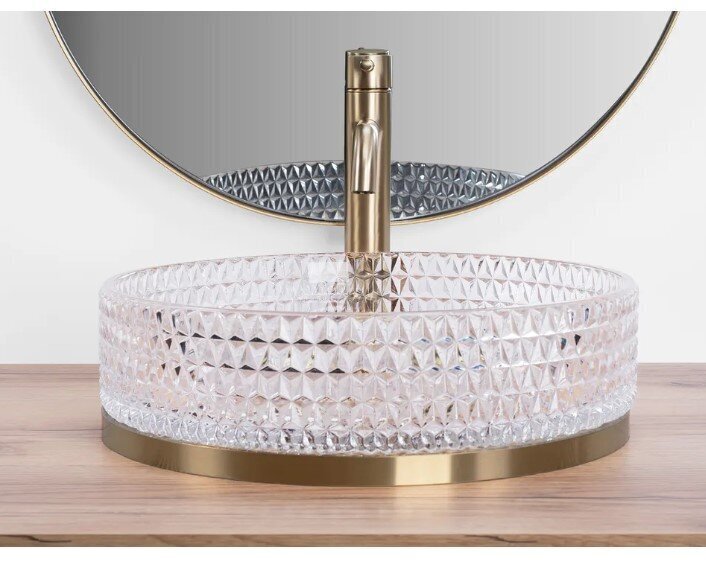 Valamu REA Cristal Transparent 39 Gold Brush Ring hind ja info | Kraanikausid, valamud | kaup24.ee