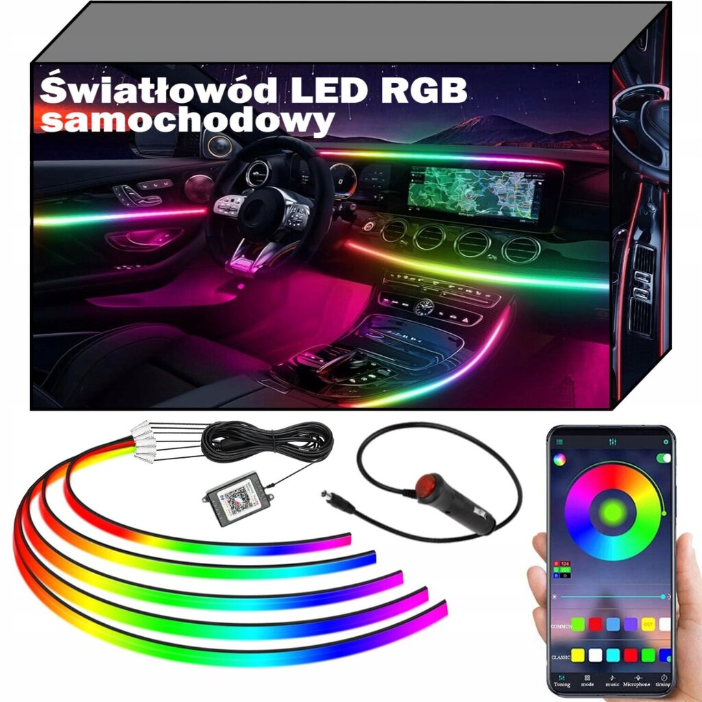 Tegu on YoloDiiem RGB LED-ribade komplektiga koos puldiga auto salongi valgustuse jaoks цена и информация | Autopirnid | kaup24.ee