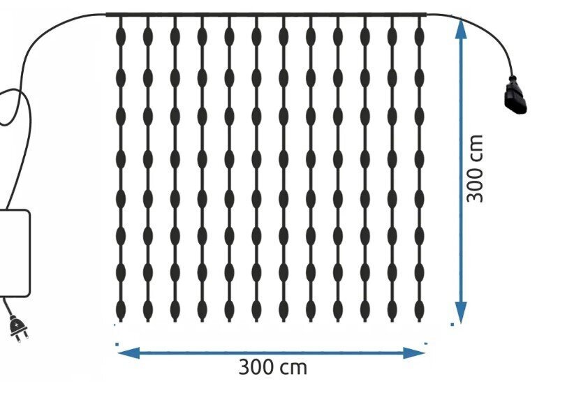 Jõulutulede valguskett, 300 LED-i, 3 m цена и информация | Jõulutuled | kaup24.ee