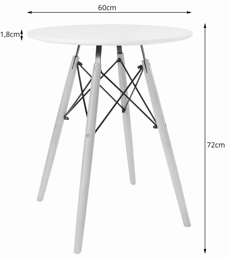 Ümmargune laud 60cm, valge hind ja info | Köögi- ja söögilauad | kaup24.ee