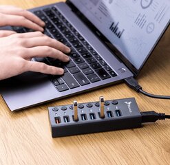 Reagle USB 3.1 PRO aktiivne 8-portiline USB-A adapter 36W hind ja info | USB jagajad, adapterid | kaup24.ee