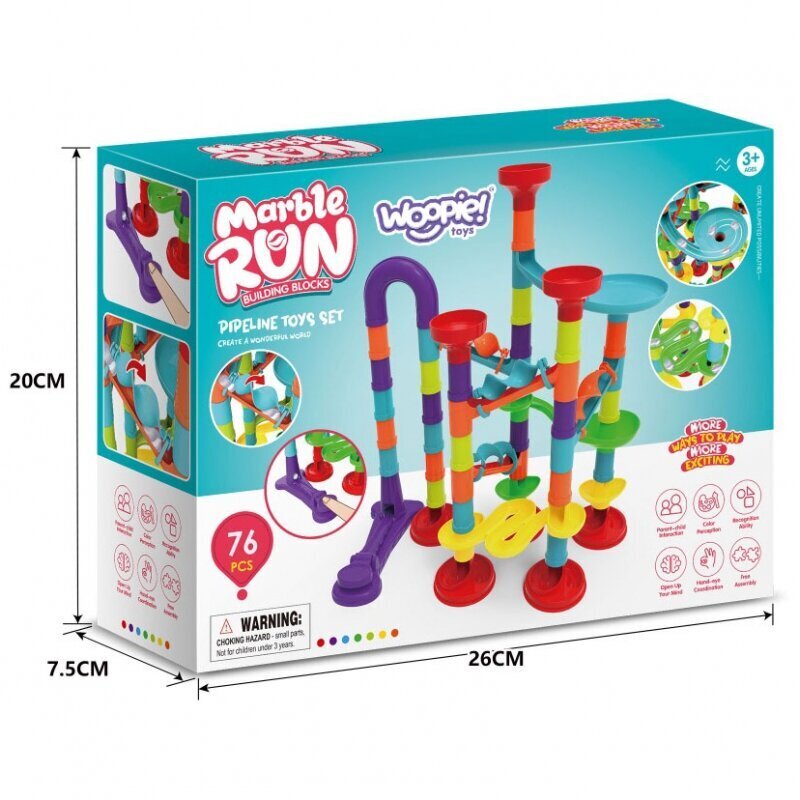 Pallirada Woopie Marble Run, 76 tk hind ja info | Poiste mänguasjad | kaup24.ee