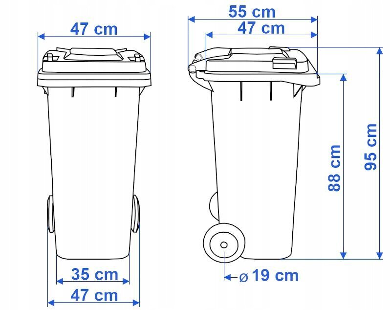 Prügikast, roheline, 120 l hind ja info | Prügikastid | kaup24.ee