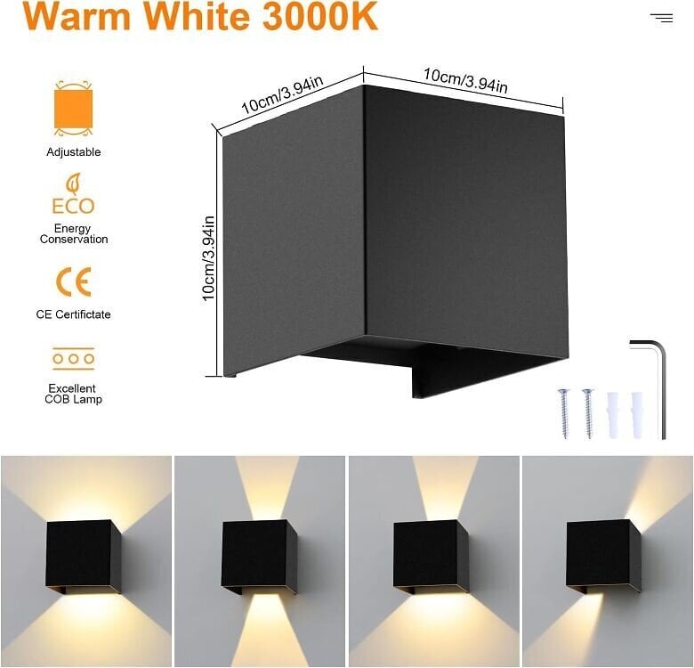 Ledmo reguleeritava valgusvihuga 12W Led seinalambid 4tk. 3000k hind ja info | Seinavalgustid | kaup24.ee