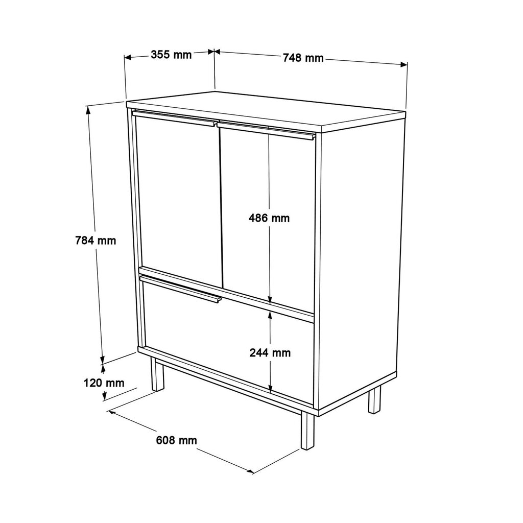 Köögikapp, Asir, 74,8x90,4x35,5 cm, valge hind ja info | Köögikapid | kaup24.ee