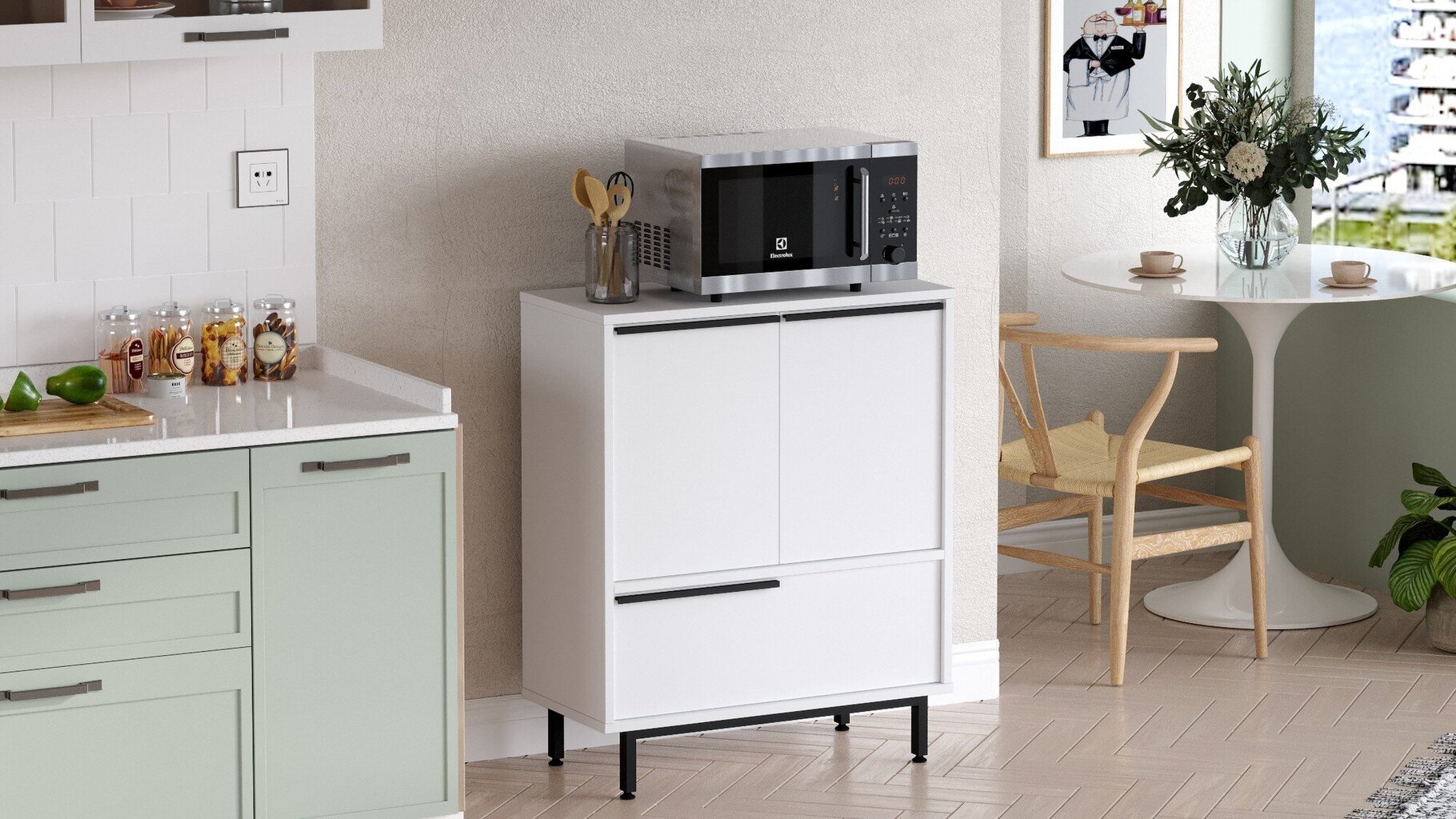 Köögikapp, Asir, 74,8x90,4x35,5 cm, valge hind ja info | Köögikapid | kaup24.ee