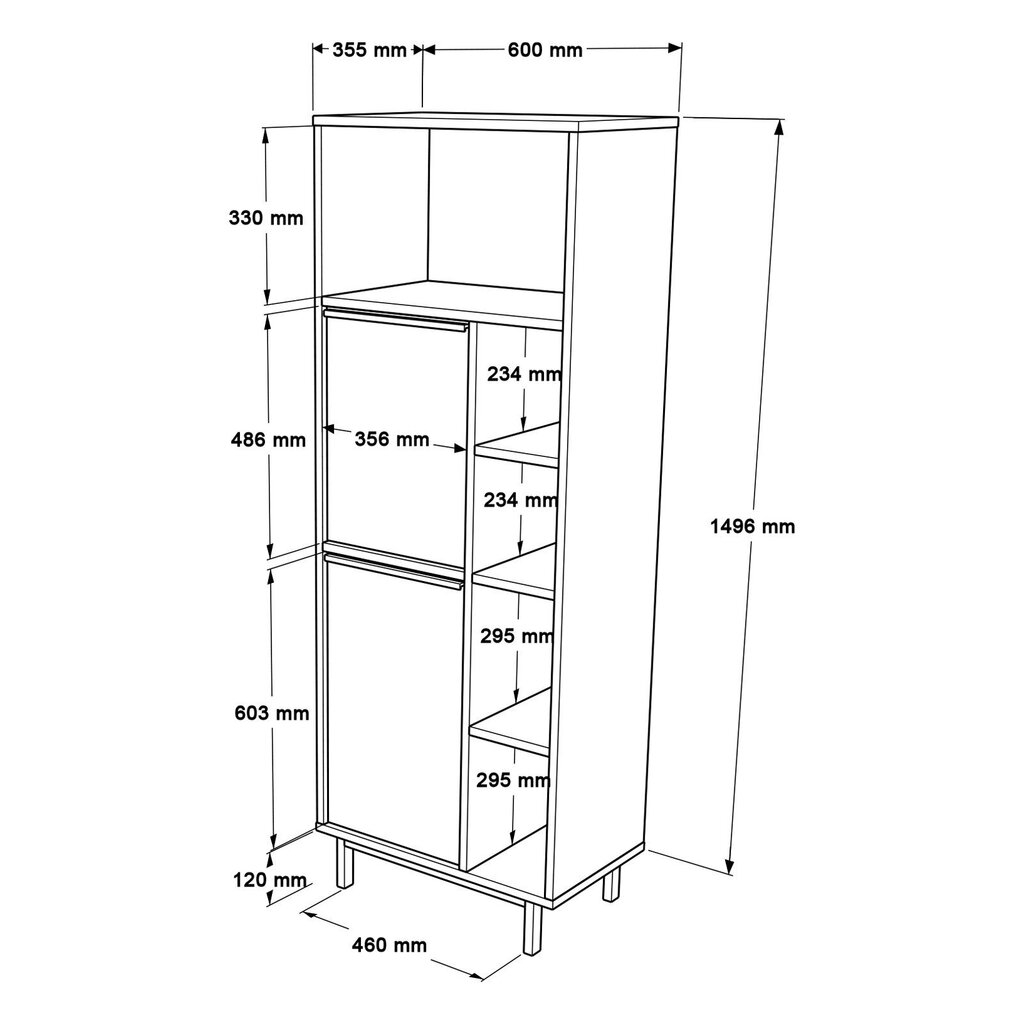 Köögi kapp, Asir, 160x45,1x35,5 cm, valge hind ja info | Köögikapid | kaup24.ee