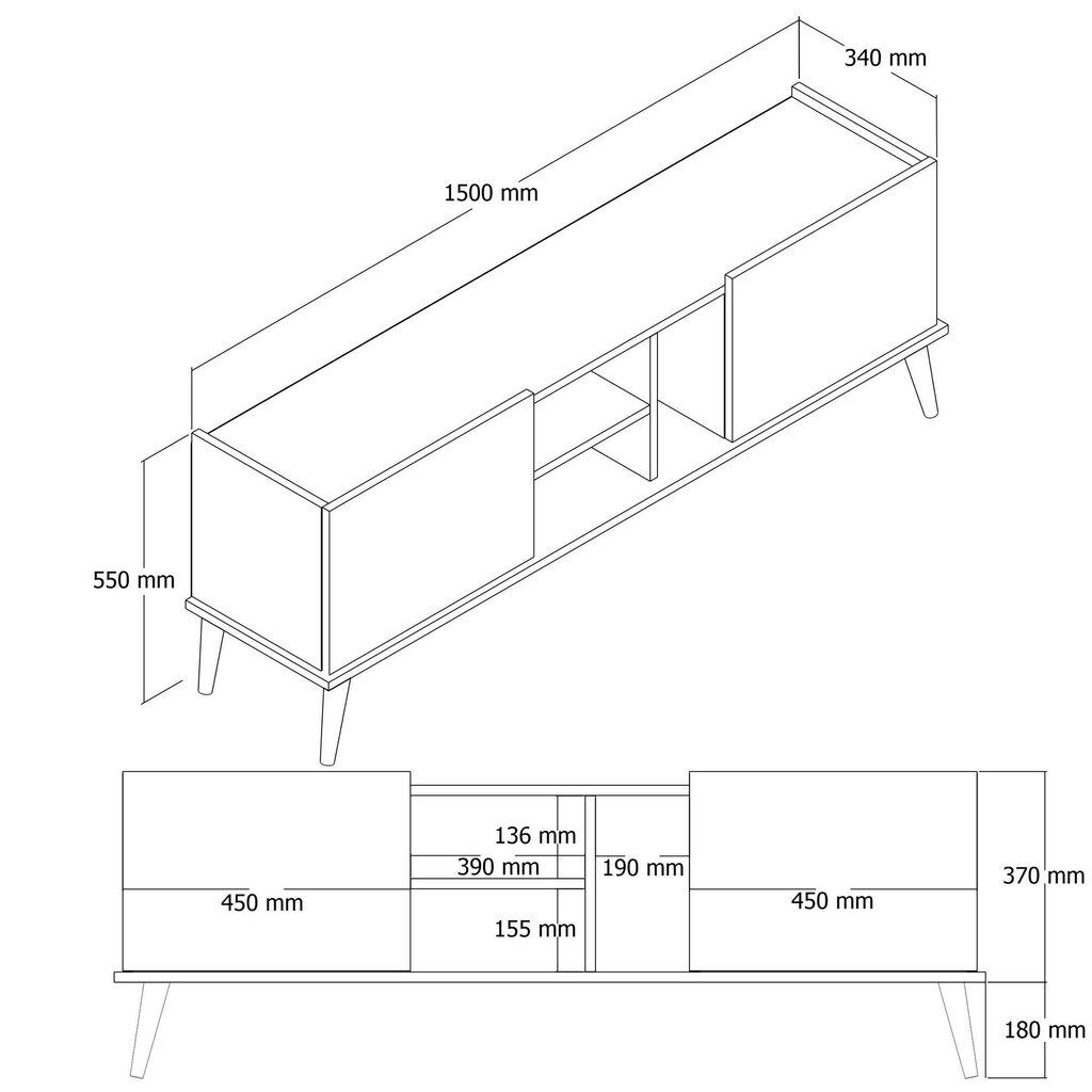 TV alus, Asir, 150x52x34 cm, beež hind ja info | TV alused | kaup24.ee