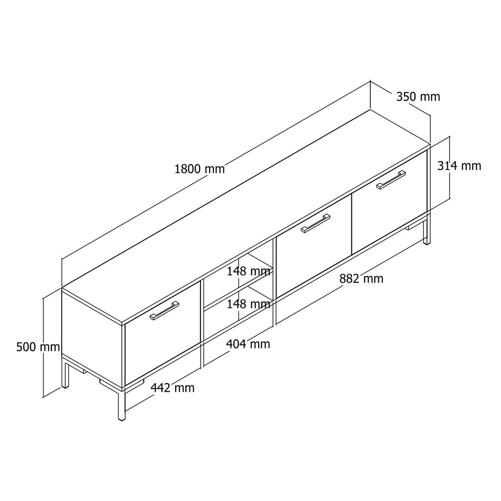 TV alus, Asir, 180x52x34cm,beež/valge hind ja info | TV alused | kaup24.ee