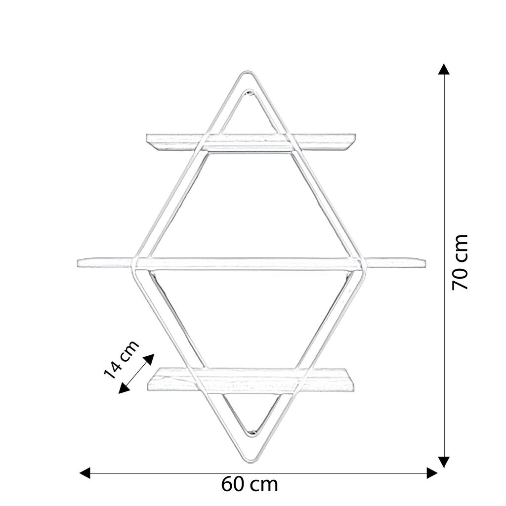 Seina riiul Asir, 60x70x14 cm, kuldne/pruun hind ja info | Riiulid | kaup24.ee