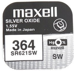 Maxell patarei SR621SW/364 1,55V hind ja info | Akud, patareid fotoaparaatidele | kaup24.ee