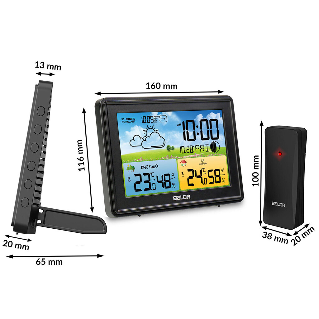 Juhtmevaba ilmajaam ekraaniga, BD-908, must цена и информация | Ilmajaamad, termomeetrid | kaup24.ee