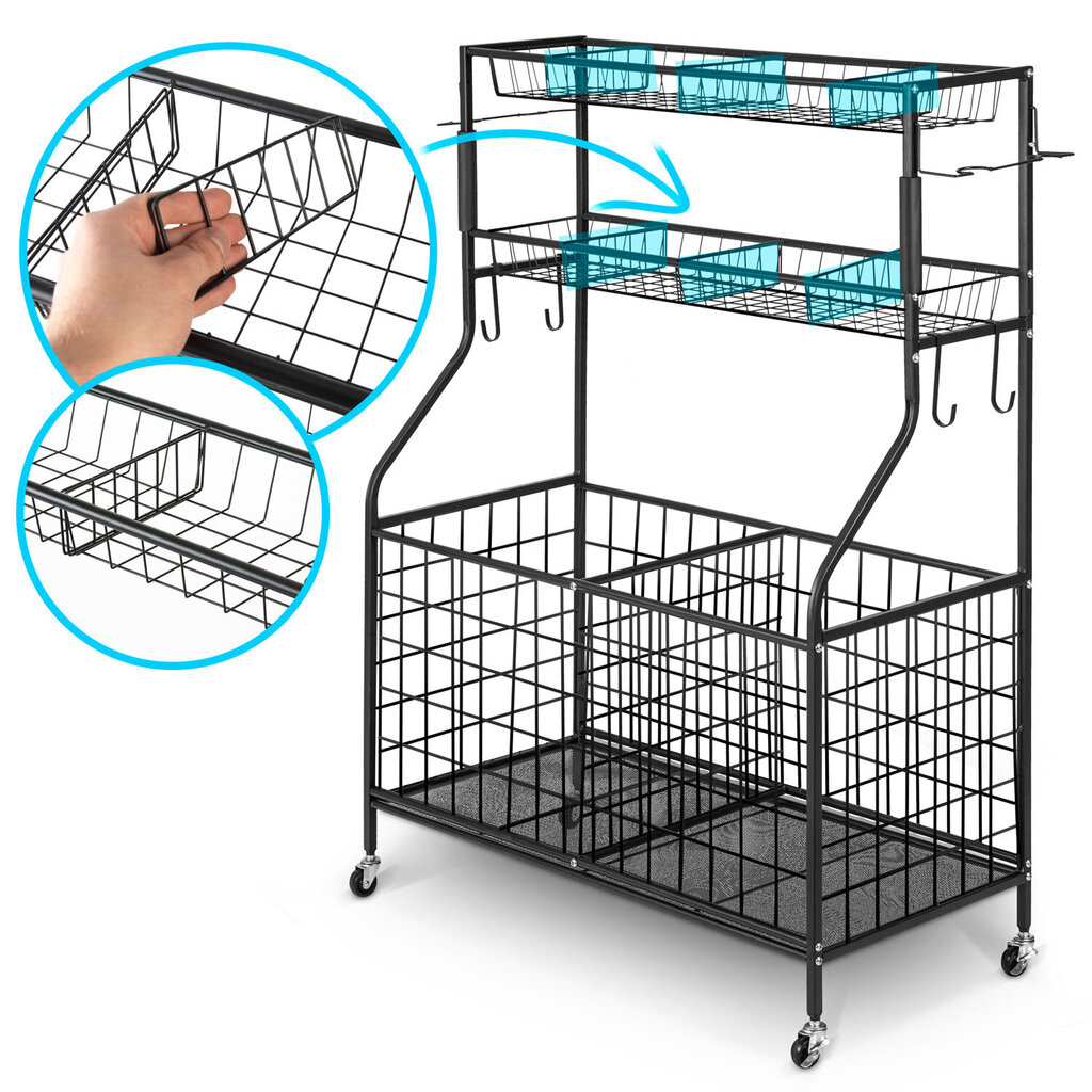 Kottide hoidja ratastel, 91x 41,5 x 123,5 cm цена и информация | Riiulid tööriistadele | kaup24.ee