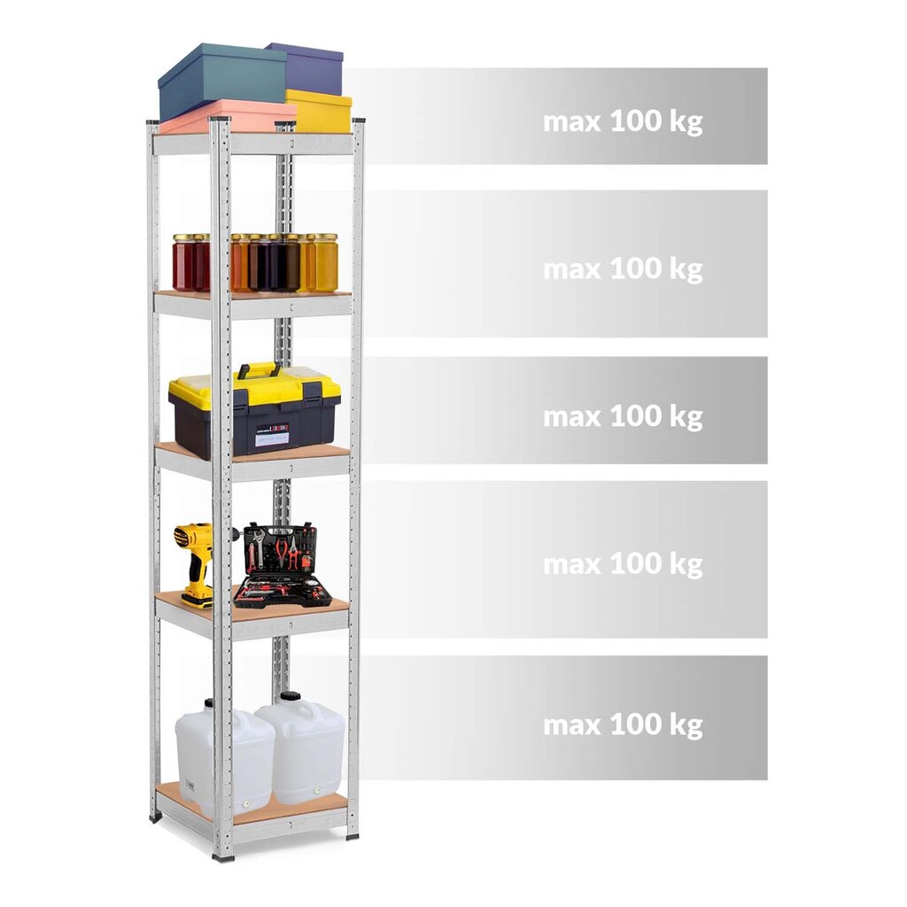 Metallist hoiuriiul 180 x 40 x 40 cm hind ja info | Riiulid tööriistadele | kaup24.ee