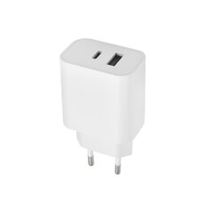 Maxlife MXTC-06 PD QC charger 1x USB-C 1x USB 20W white цена и информация | Зарядные устройства для телефонов | kaup24.ee