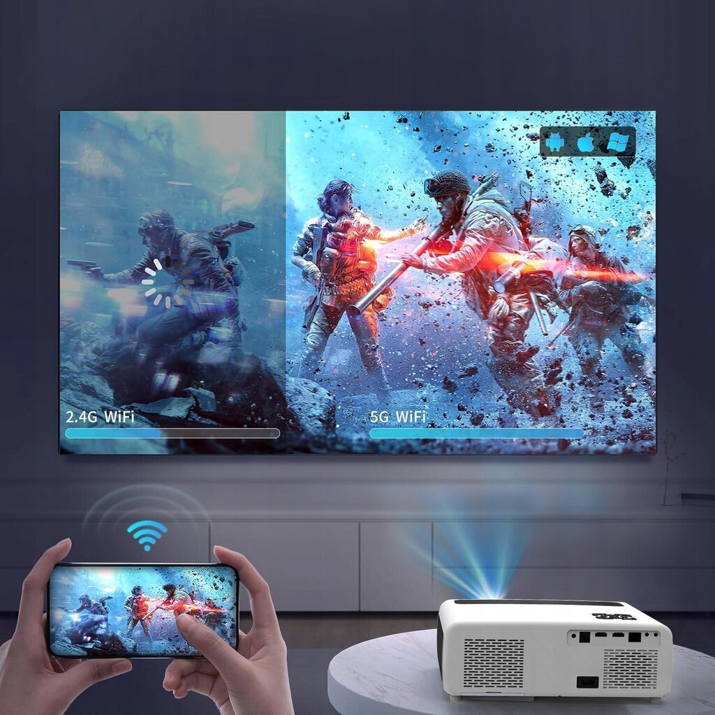 LED-projektor WiFi Android TV FULL HD 4K цена и информация | Projektorid | kaup24.ee