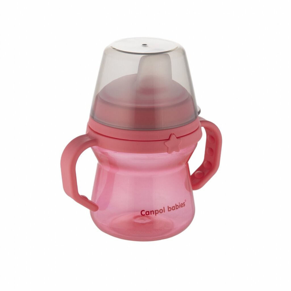 Silikoontilaga joogipudel Canpol Babies FirstCup, roosa, 6 kuud+, 150 ml hind ja info | Lutipudelid ja aksessuaarid | kaup24.ee
