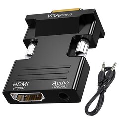 Конвертер видеосигнала Goodbuy HDMI в VGA (+аудио), черный цена и информация | Адаптеры и USB-hub | kaup24.ee