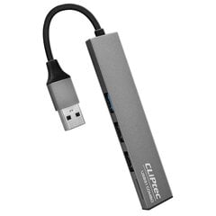 Адаптер-концентратор Cliptec — USB — USB 3.1 + 2xUSB 2.0 + microSD — Slim Combo RZR545, серый цена и информация | Адаптеры и USB-hub | kaup24.ee