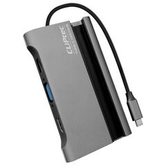 Адаптер-концентратор Cliptec — тип C — 3xUSB 3.1 + тип C + HDMI + VGA + RJ45 — ViewNet-7 RZH740 серый цена и информация | Адаптер Aten Video Splitter 2 port 450MHz | kaup24.ee