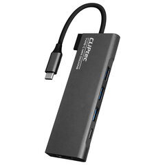 Адаптер-концентратор Cliptec — тип C на 3xUSB 3.1 + тип C + HDMI — DockView-5 RZH721 серый цена и информация | Адаптер Aten Video Splitter 2 port 450MHz | kaup24.ee