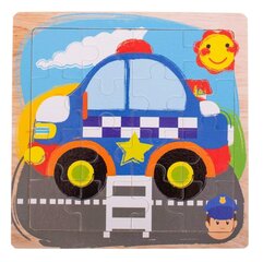 Деревянный пазл «Полицейская машина» с рамкой, 12 деталей цена и информация | Пазлы | kaup24.ee