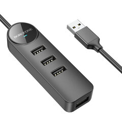 Адаптер Borofone DH5 Erudite 4 в 1 - USB на 4xUSB 2.0 - 1,2 метра черный цена и информация | Адаптер Aten Video Splitter 2 port 450MHz | kaup24.ee