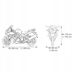 Moto kattematerjal M, 203 x 89 x 119 cm hind ja info | Moto aksessuaarid | kaup24.ee