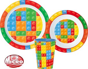 Nõudekomplekt Bricks, Lego Pattern , 3-osaline цена и информация | Детская посуда, контейнеры для молока и еды | kaup24.ee