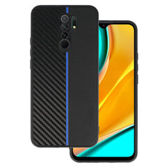 Чехол Tel Protect Carbon для Xiaomi Redmi 9, черный с синей полоской цена и информация | Чехлы для телефонов | kaup24.ee