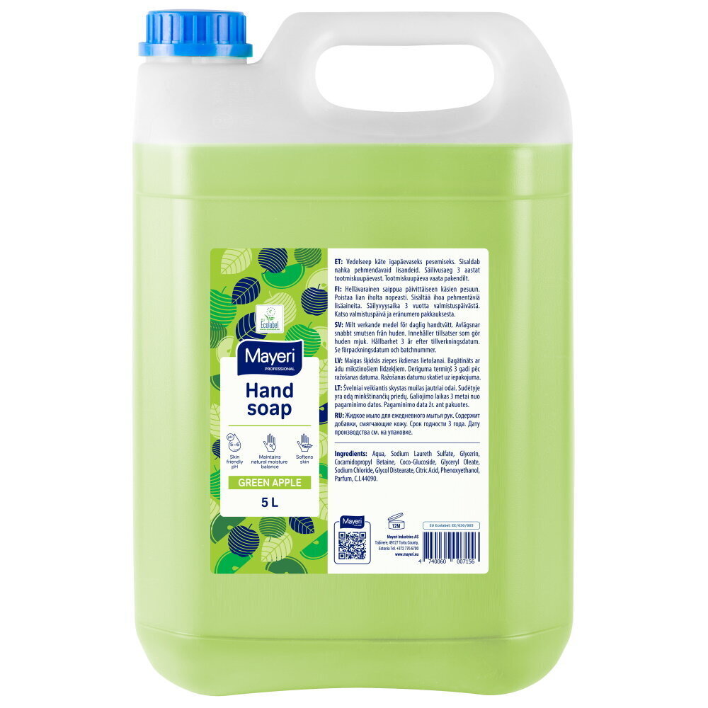 Mayeri Professional vedelseep Green Apple 5l hind ja info | Seebid | kaup24.ee