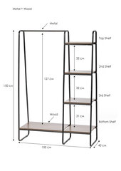 Riidepuu WinderHome, 150x100 cm цена и информация | Шкафы в прихожую | kaup24.ee