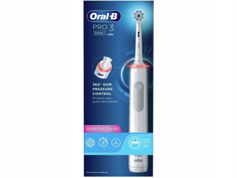 Oral-B Pro3 3000 White Sensi цена и информация | Elektrilised hambaharjad | kaup24.ee