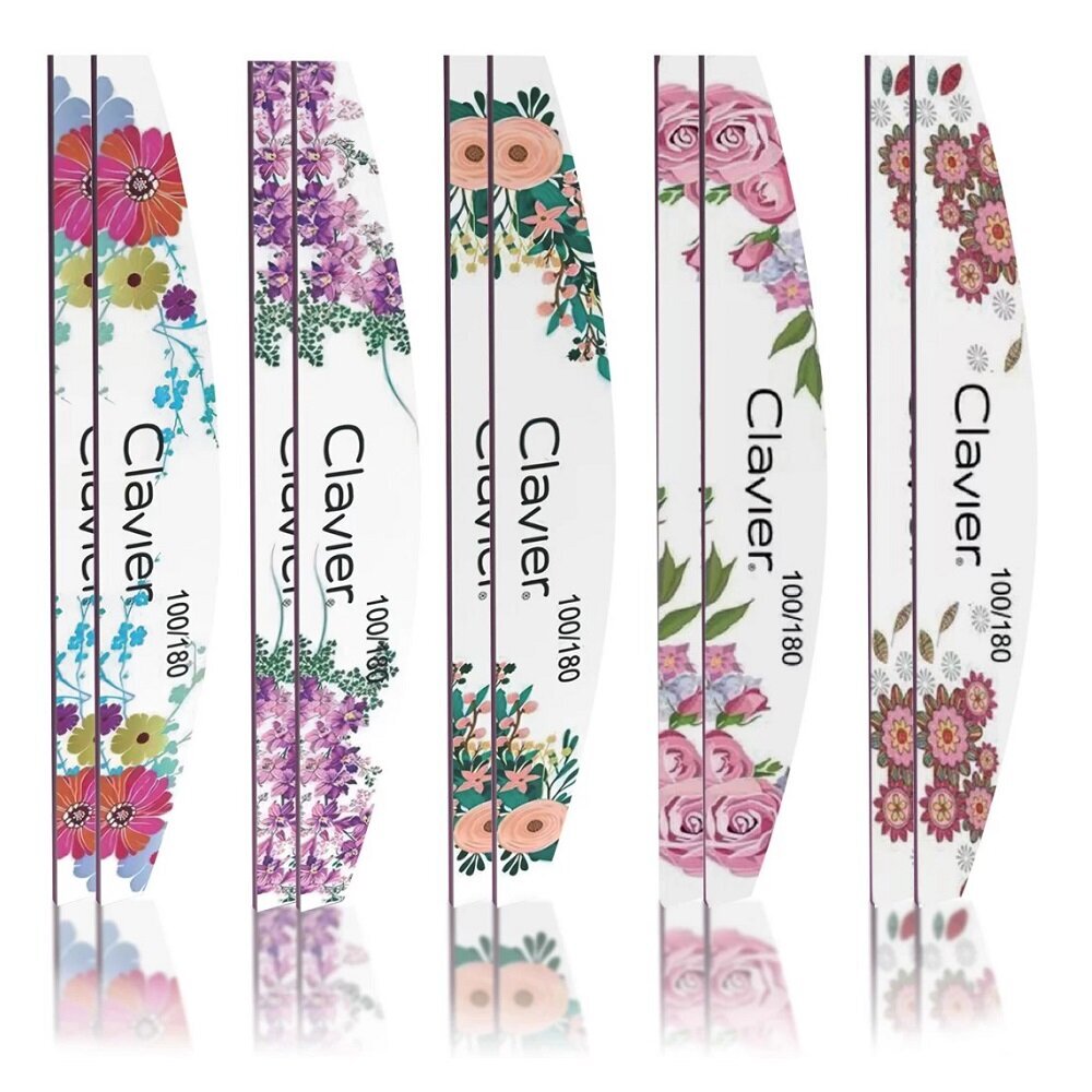 Küüneviilid 100/180 komplekt Clavier Flowers 10 tk hind ja info | Maniküüri ja pediküüri tarvikud | kaup24.ee