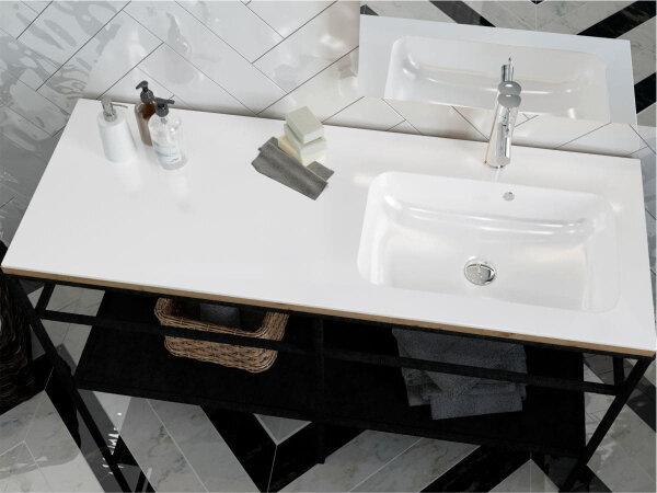 Ristkülikukujuline valamu Della 1200 R valatud marmorist, integreeritav tööpinnale hind ja info | Kraanikausid, valamud | kaup24.ee