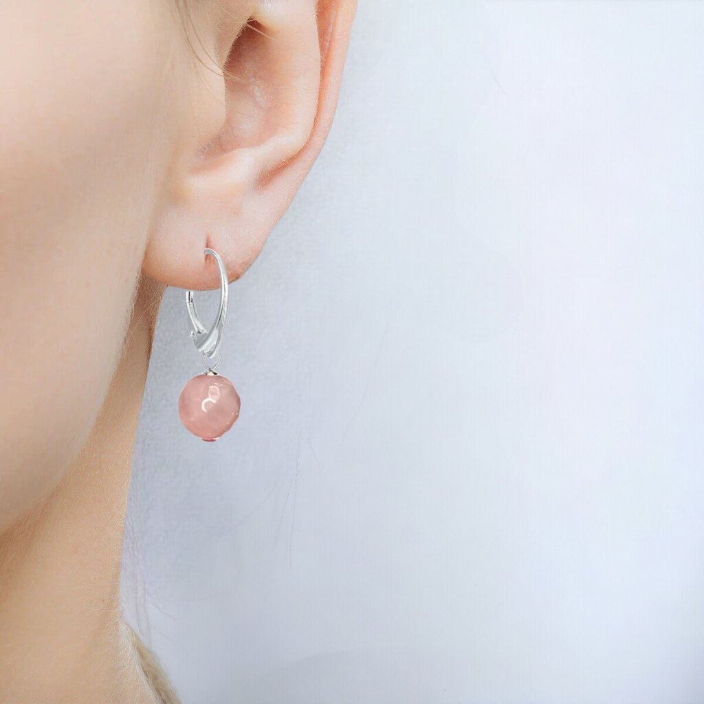 Hõbedast kõrvarõngad poolvääriskiviga roosa Kvarts naistele, I.L.U.S hind ja info | Kõrvarõngad | kaup24.ee