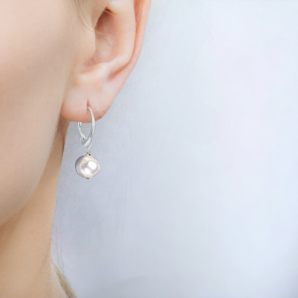 Hõbedast kõrvarõngad naturaalsete pärlitega naistele, I.L.U.S цена и информация | Kõrvarõngad | kaup24.ee